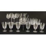 Cut crystal glasses and jug including Edinburgh, the largest 18cm high : For Further Condition
