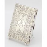 Victorian silver aide memoire with leather interior and ivory page, incomplete makers mark,