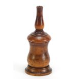 19th century turned fruit wood glove powder pot, 12.5cm high : For Further Condition Reports, Please