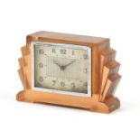 1930's Art Deco frosted glass mantle clock, 8.5cm x 13cm : For Further Condition Reports, Please