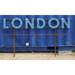 Large London illuminated advertising sign with steel frame, 30cm high x 220cm in length : For