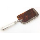Continental unmarked silver and tortoiseshell crumb scoop, 39.5cm in length : For Further