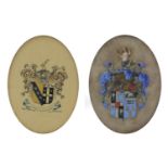 Two late 19th/early 20th century heraldic book plates, each 21cm x 15cm : For Further Condition