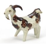 18th century style pearlware pottery goat, 13cm high : For Further Condition Reports, Please Visit