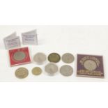 British coinage incluidng two silver proof Guernsey five pound coins and rocking horse crown