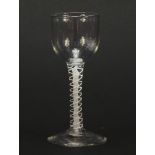 18th century wine glass with opaque twist stem, 13cm high : For Further Condition Reports, Please