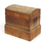 Small dome topped pine box, 49cm H x 50cm W x 39cm D : For Further Condition Reports, Please Visit