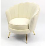 Art Deco design fan chair with cream upholstery on tapering legs, 83cm high : For Further