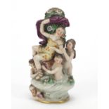 18th century Chelsea (Charles Gouyn) porcelain figural snuff bottle, gilt anchor to the reverse,
