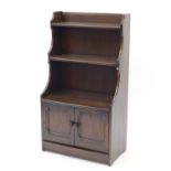 Oak waterfall bookcase with cupboard base, 111cm high x 61cm W x 24cm D : For Further Condition