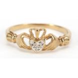 9ct gold diamond sweet heart ring, size P, 2.0g : For Further Condition Reports, Please Visit Our