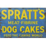 Vintage Spratt's Meat- Fibrine Dog Cakes- Feed the Canine World enamel advertising sign, 76cm X 51cm