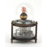 Novelty clockwork automaton fish tank clock with glass dome, 14cm high : For Further Condition
