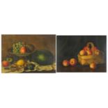 Still life fruit, two early 20th century oil on boards, each framed, the largest 47cm x 36cm : For