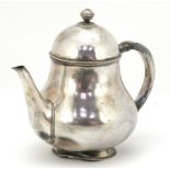 Art Nouveau unmarked silver tea pot with ivory bands, 18cm high, 549.9g : For Further Condition