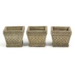 Set of three stoneware garden planter, 26cm H x 30cm W x 30cm D : For Further Condition Reports,