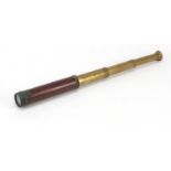 Victorian mahogany and brass three draw telescope, 16cm in length when closed : For Further