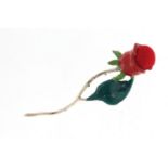 Sterling silver and enamel pin cushion in the form of a rose, 5.5cm in length : For Further