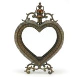 Ornate bronzed love heart design candle holder, 51cm high : For Further Condition Reports, Please