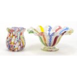 Murano Latticino glass dish and Millefoiri vase, the largest 12cm in diameter : For Further