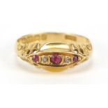 18ct gold ruby and diamond ring, Birmingham 1918, size L, 2.0g : For Further Condition Reports,