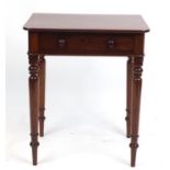 Victorian mahogany side table with frieze drawer, 77cm H x 63cm W x 45cm D : For Further Condition