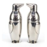 Pair of Art Deco design penguin cocktail shakers, each 22.5cm high : For Further Condition