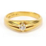 Gentlemen's 22ct gold ring set with single diamond, size X, 9.7g : For Further Condition Reports,