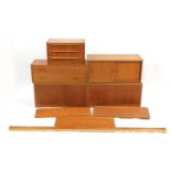Mid century teak modular wall mounter shelving system : For Further Condition Reports, Please