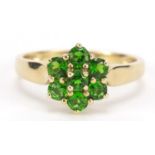 9ct gold peridot flower head ring, size N, 2.3g : For Further Condition Reports, Please Visit Our