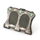 Art Nouveau style sterling silver and enamel double easel photo frame, 8cm high x 11cm wide : For