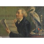 Vintage Pear's print of a man reading with a heron, framed and glazed, 54cm x 39cm : For Further