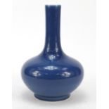 Chinese porcelain vase having a blue glaze, six figure Qianlong character marks to the base, 21.