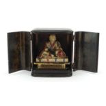 Tibetan lacquered travelling shrine of Buddha with case, 21cm high : For Further Condition