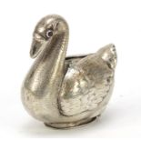 Novelty Dutch silver vesta in the form of a swan with red glass eyes, 5cm high, 30.8g : For