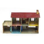 Vintage tinplate doll's house, 40cm high x 63cm wide : For Further Condition Reports, Please Visit
