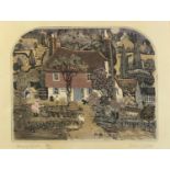 Graham Clarke - Turnips Court, pencil signed etching in colour, limited edition 244/250, framed