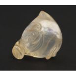 Chinese rock crystal carving of a peach, 3.5cm high : For Further Condition Reports, Please Visit