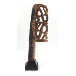 Large pierced Sepik canoe prow, 89cm high : For Further Condition Reports, Please Visit Our Website,