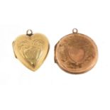 Two 9ct gold front and back lockets, 2.8cm : For Further Condition Reports, Please Visit Our