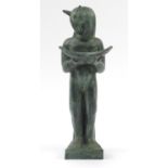 Large verdigris mythical figure, probably by Martha Allen, 51cm wide : For Further Condition