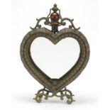 Ornate bronzed love heart design candle holder, 51cm high : For Further Condition Reports, Please