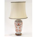 Chinese porcelain table lamp with silk lined shade, 68cm high : For Further Condition Reports,