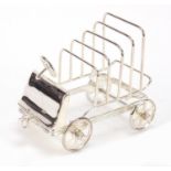Novelty silver plated car design toast rack, 16cm in length : For Further Condition Reports,