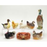 French animal pots and covers and a duck jug including some by Michel Caugant, the largest 30cm high