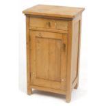 Pine night stand with frieze drawer and cupboard base, 75cm H x 43cm W x 34cm D : For Further