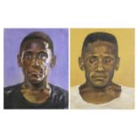 African males, pair of oil on canvasses, framed, each 51cm x 40.5cm : For Further Condition Reports,