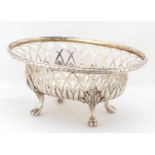 George III pierced silver basket by William Pitts and Joseph Preedy, London 1795, raised on four