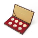 Set of seven Spanish silver Railway commemorative coins housed in fitted case : For Further