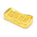 Chinese gold coloured metal ingot, 6cm wide : For Further Condition Reports, Please Visit Our